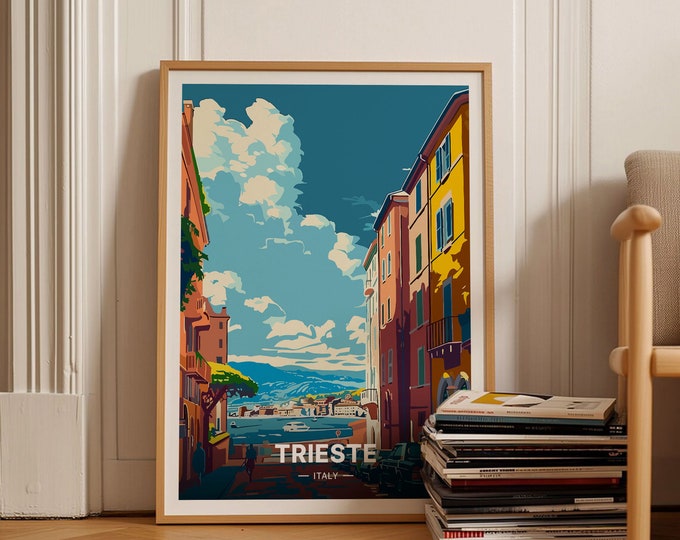 Trieste Italy Travel Poster, Vintage Style Wall Art, Italian Coastal City Decor, Gift for Travelers, C20-1071
