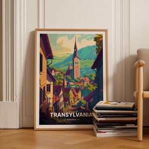 Transylvania Travel Poster, Romania Village Wall Art, Home Decor, Unique Gift Idea, C20-536