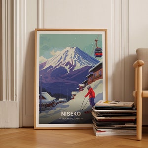 Niseko Ski Resort Travel Poster, Hokkaido Japan Wall Art, Retro Mount Yotei Ski Map, Skiing Enthusiast Gift, Home Decor, C20-1675