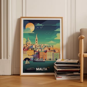 Malta Travel Poster, Vintage-Inspired Malta Art, Ideal for Home Decor & Gift Ideas, Mediterranean Travel Theme, C20-701