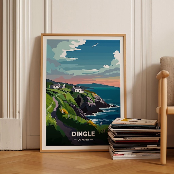 Dingle Peninsula Ireland Travel Poster, Vintage Irish Coastal Art, C20-886