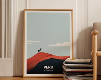 Cusco Peru Travel Poster, Rainbow Mountain Art Print, C20-779