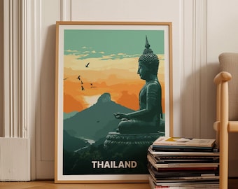 Thailand Buddha Art Poster, Eastern Zen Decor, C20-1814