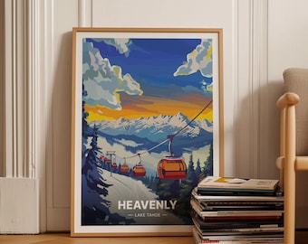 Lake Tahoe Ski Poster, California Travel Decor, C20-1129
