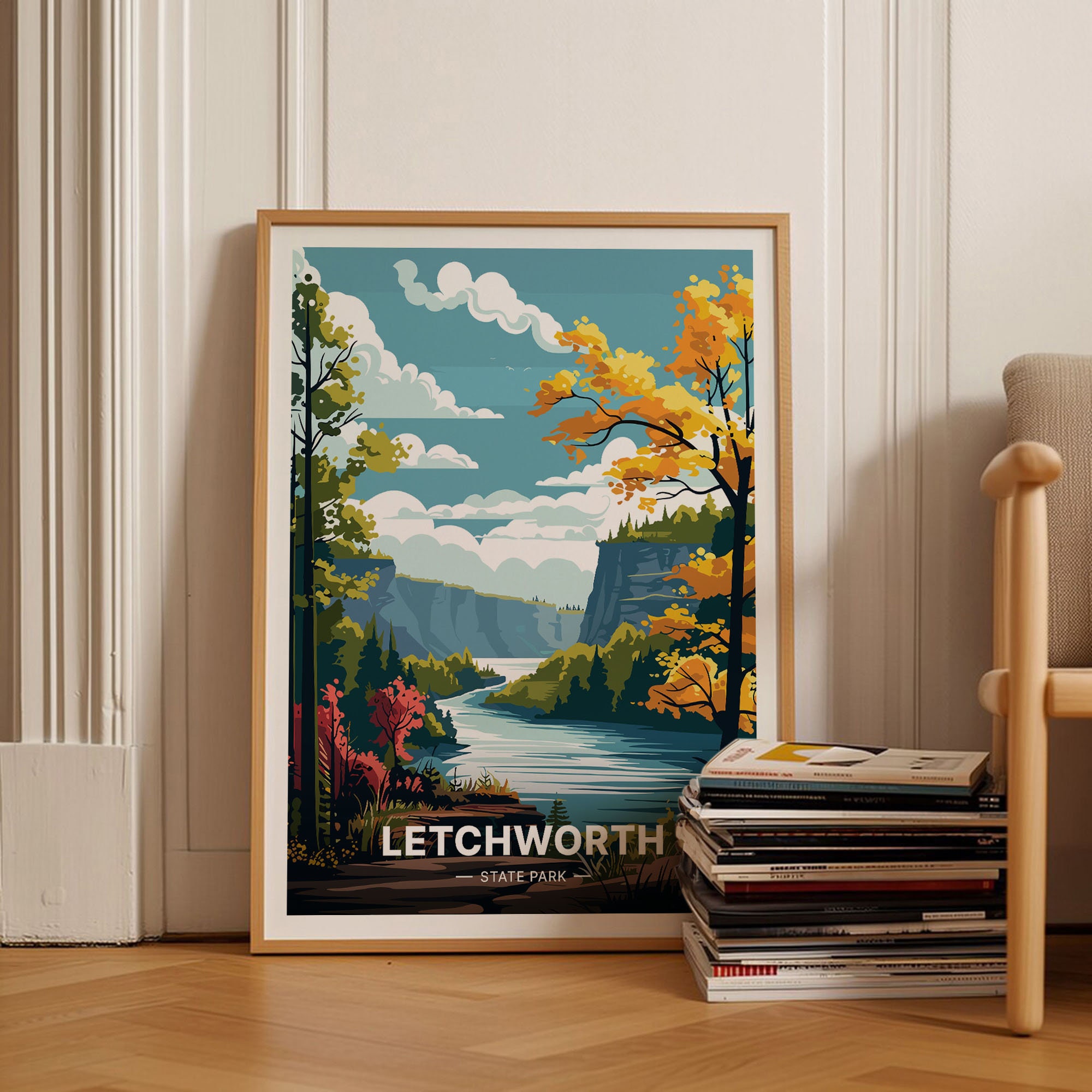 ハワード ベアレンズ ラ ガーノ　アートポスター　額 Letchworth State Park Poster, New York Travel Art, C20-1172 - Etsy