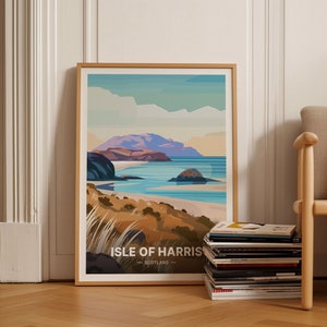 Isle of Harris & Lewis Poster - Scotland Travel, Outer Hebrides Landscape, Luskentyre Beach Art, Hiking Adventure Decor, C20-1257