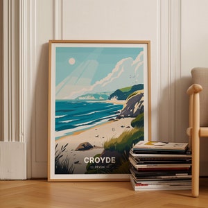 Croyde Beach Devon Travel Poster, Coastal Wall Art, Holiday Destination Decor, Unique Gift Idea, C20-421