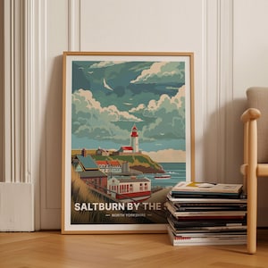Saltburn-by-the-Sea Vintage Travel Poster, Yorkshire Seaside & Railway Art, Retro Coastal Wall Decor, Unique Gift Idea for, C20-1532