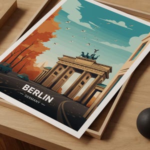 Berlin Travel Poster, Germany Cityscape Art on Matte Paper image 5