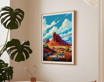 Camelback Mountain Poster, Arizona Travel Art, Scenic Landscape