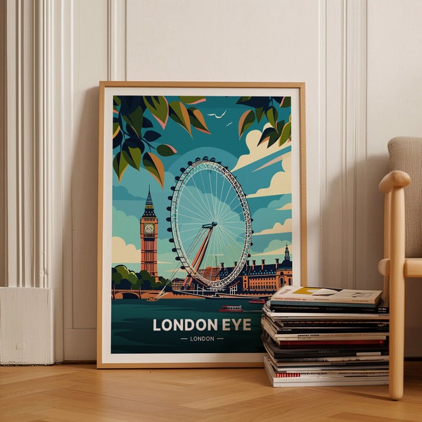 London Eye Travel Poster, Iconic British Landmark Art, Perfect for Home Decor and Special Occasions, C20-684