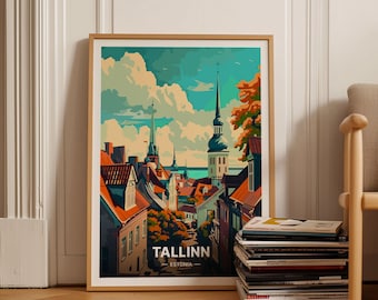 Tallinn Estonia Art Print, Scenic Cityscape Poster, C20-880
