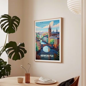 Newcastle Cityscape Art Print, United Kingdom Travel Poster, C20-624 image 7
