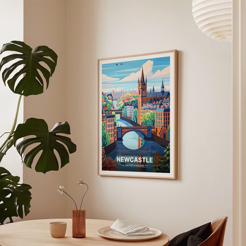 Newcastle Cityscape Art Print, United Kingdom Travel Poster, C20-624 image 7