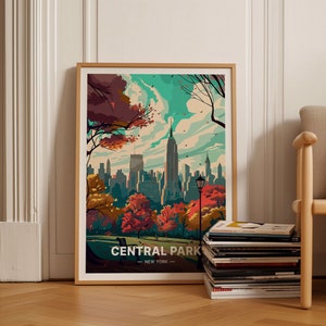 Central Park New York Poster, Manhattan Travel Art, Cityscape Wall Decor, Urban Explorer Gift, C20-734