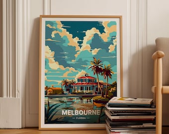 Melbourne Florida Travel Poster, Coastal Wall Art, C20-1214