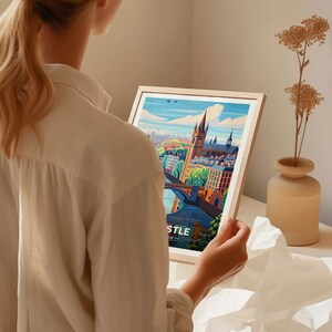 Newcastle Cityscape Art Print, United Kingdom Travel Poster, C20-624 image 9