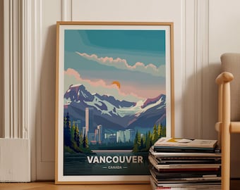 Vancouver Canada Travel Poster, Vintage Cityscape Wall Art, C20-894