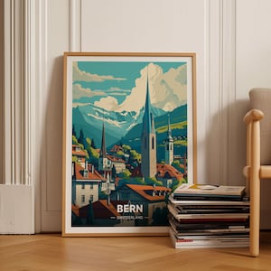 Switzerland Travel Poster, Bern Cityscape Art, Swiss Alps Decor, Gift for Travelers, Home & Office Wall Art, C20-1489