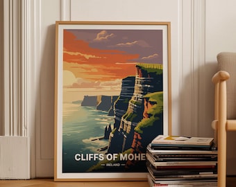 Cliffs of Moher Ireland Art Print, Travel Landscape Poster, C20-100