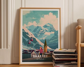 Swiss Alps Ski Resort Poster - Saas Fee, Zermatt, Verbier
