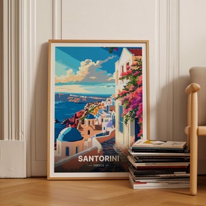 Santorini Greece Poster, Travel-Inspired Wall Art, Home Decor, Gift for Wanderlust Enthusiasts, Greek Island Landscape, C20-521