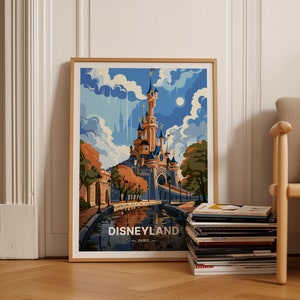 Póster de Disneyland París, arte con temática de viajes, decoración de pared para entusiastas de los viajes, idea de regalo de cumpleaños y boda, C20-945