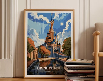 Cartel de Disneyland París, arte temático de viajes, decoración de pared para entusiastas de los viajes, idea de regalo de cumpleaños y bodas, C20-945