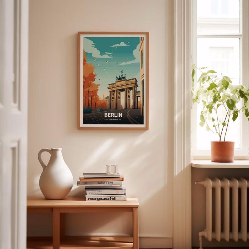 Berlin Travel Poster, Germany Cityscape Art on Matte Paper image 4