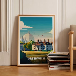Greenwich London Travel Poster, Unique Wedding Gift, Birthday Present, Home Decor Wall Art, Office Decoration, C20-1309