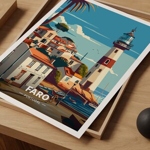 Faro Portugal Travel Poster, Cityscape Lighthouse Art, C20-1422 image 5