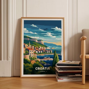 Croatia Travel Poster, Scenic Wall Art, Home Decor, Art Lover Gift, Unique Croatia Landscape Print, C20-602