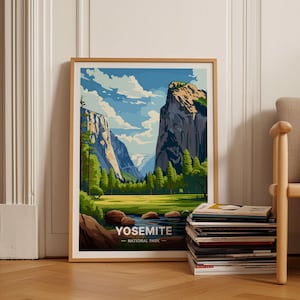 Yosemite National Park Poster, Reise, Wandbild, Malerische Landschaft, Haus & Büro Dekor, Geschenk für Abenteurer und Wanderer, C20-730