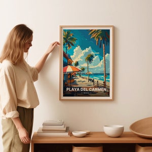 Playa Del Carmen Travel Poster, Mexico Beach Wall Art, C20-821 imagen 2