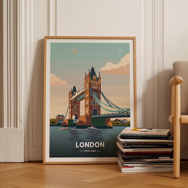 London Skyline Travel Poster, British Cityscape Wall Decor, Ideal for Home and Office Decoration, UK Themed Artwork, C20-857