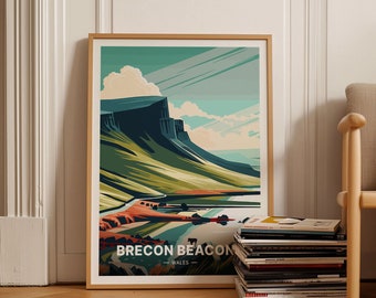Brecon Beacons Travel Poster, Scenic Landscape Art, C20-519