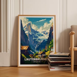 Lauterbrunnen Valley Travel Poster, Swiss Alps Art, Home & Office Wall Decor, Switzerland Landscape Print, Travel Enthusiast, C20-345