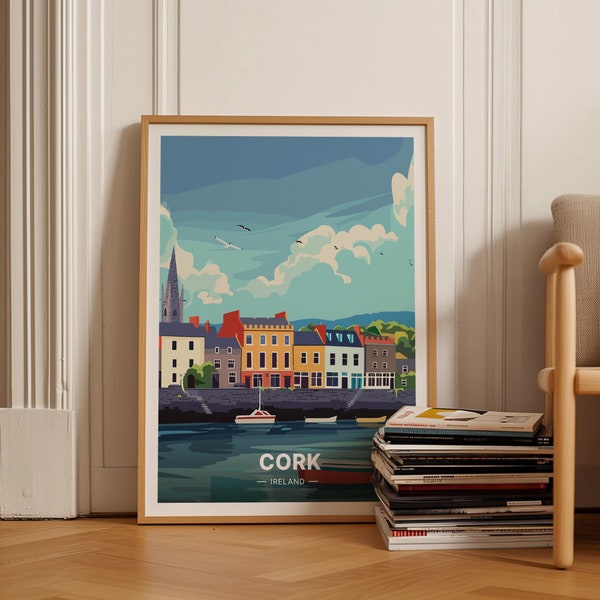 Cork Ireland Travel Poster, County Cork City Wall Art, Irish Landscape Home Decor, Travel Gift Idea, C20-717