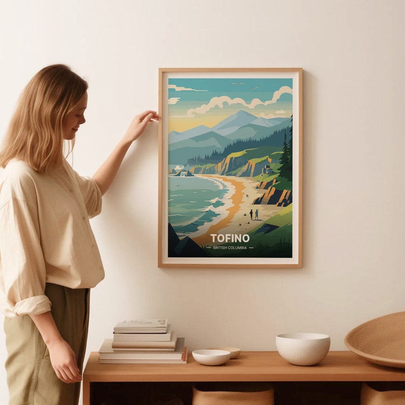 Tofino Travel Poster, Minimalist British Columbia Art, Canada Wall Decor, C20-47 image 2