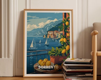 Sorrento Italy Print, Lemon Coast, Mediterranean Travel Poster, C20-632
