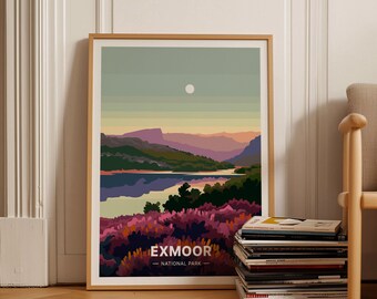 Exmoor National Park Landscape Poster, UK Travel Art, C20-1542