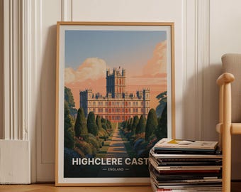 Highclere Castle Travel Poster, England Landmark Wall Art, Elegant Home Decor, Unique Gift for Art Enthusiasts