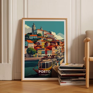 Póster de viaje de Oporto, arte urbano de Portugal, ilustración de la ciudad de Oporto, decoración del hogar y la oficina, regalo para entusiastas de los viajes, C20-281