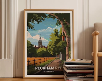Peckham Rye Park London Art Print, South London Travel Poster, C20-1186