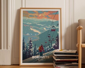 Borovets Bulgaria Ski Resort Poster, Rila Mountains Travel Art, C20-401