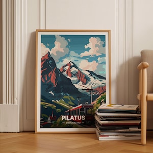 Poster de voyage Suisse Pilate, décoration murale artistique pour la maison et le bureau, cadeau unique pour les amateurs de voyage, C20-1331