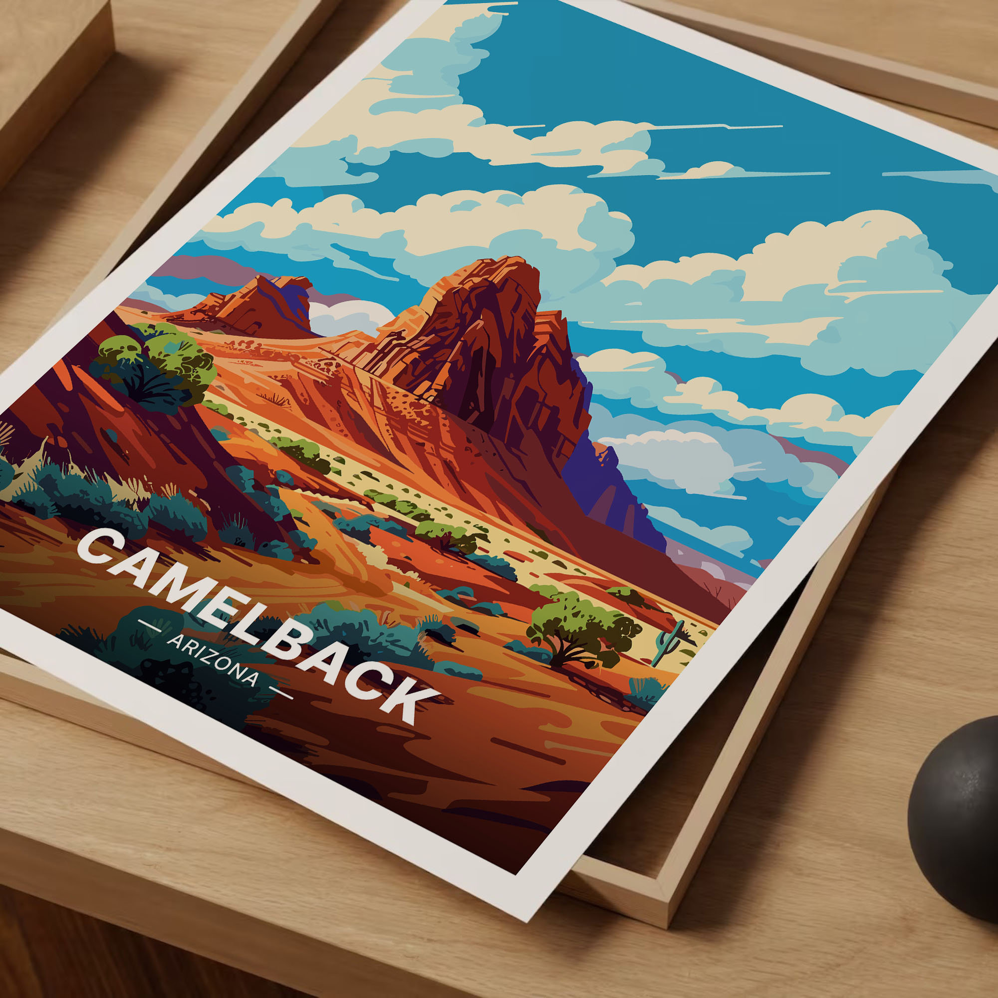 Camelback Mountain Poster, Arizona Travel Art, Scenic Landscape