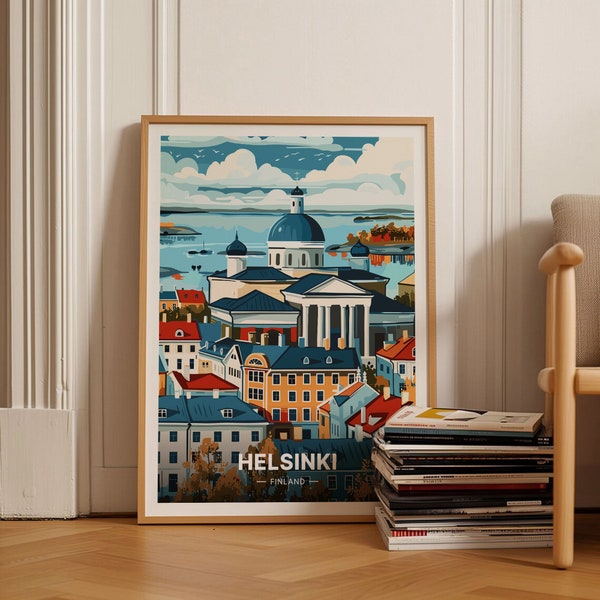 Helsinki Finland Cityscape Art Poster, Travel Wall Decor, Unique Birthday or Wedding Gift Idea, C20-712