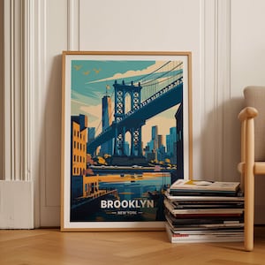 Brooklyn Bridge Art Poster, New York City Travel Decor, Unique Wedding Gift Idea, Home Wall Art, C20-1685