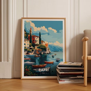 Capri Italy Travel Poster, Wall Decor for Home and Office, Unique Anniversary and Birthday Gift Idea, C20-259